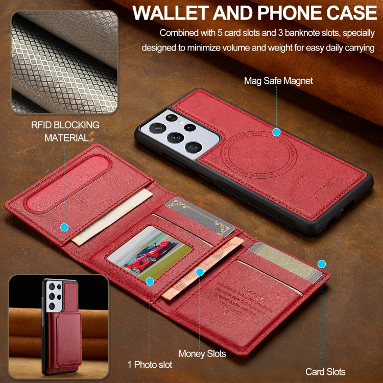 For Samsung Galaxy S21 Ultra 5G LC.IMEEKE L5 Series Detachable RFID Card Bag Magsafe Phone Case