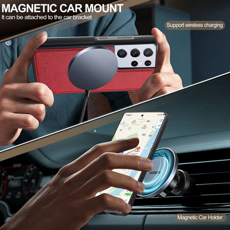 For Samsung Galaxy S21 Ultra 5G LC.IMEEKE L5 Series Detachable RFID Card Bag Magsafe Phone Case