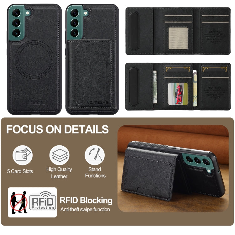 For Samsung Galaxy S22+ 5G LC.IMEEKE L5 Series Detachable RFID Card Bag Magsafe Phone Case
