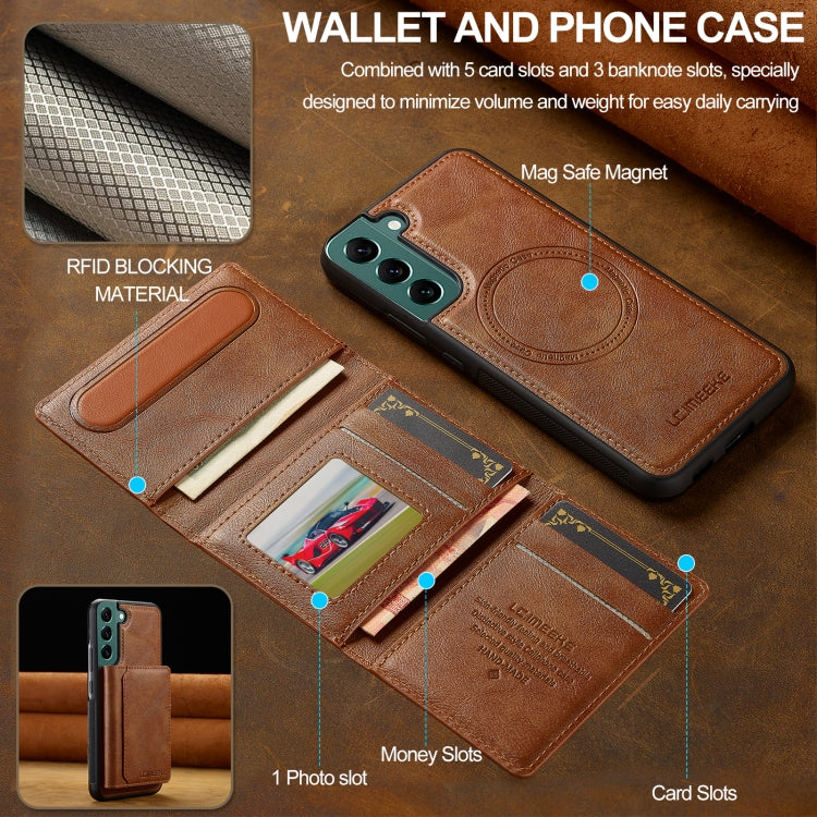 For Samsung Galaxy S22+ 5G LC.IMEEKE L5 Series Detachable RFID Card Bag Magsafe Phone Case