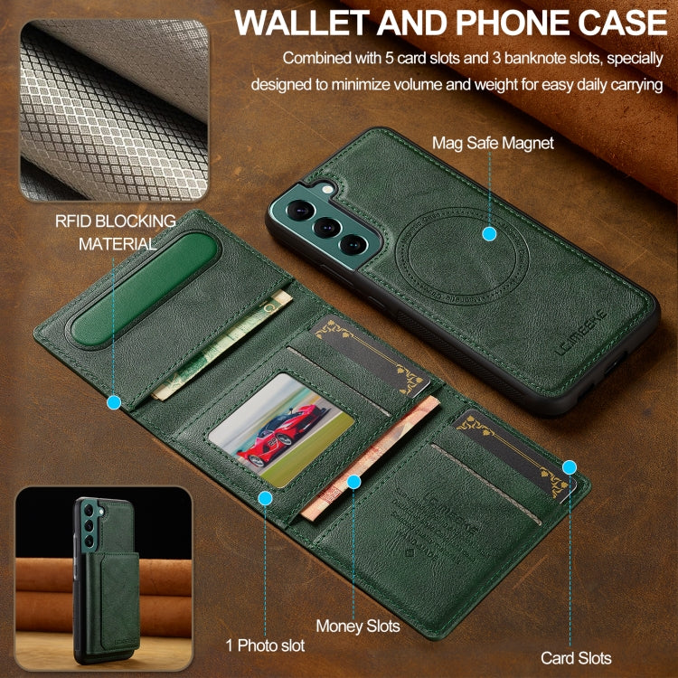 For Samsung Galaxy S22+ 5G LC.IMEEKE L5 Series Detachable RFID Card Bag Magsafe Phone Case