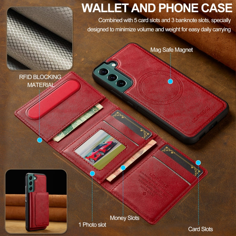 For Samsung Galaxy S22+ 5G LC.IMEEKE L5 Series Detachable RFID Card Bag Magsafe Phone Case