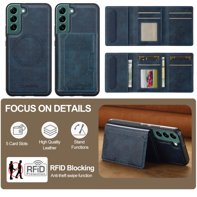 For Samsung Galaxy S21 FE 5G LC.IMEEKE L5 Series Detachable RFID Card Bag Magsafe Phone Case