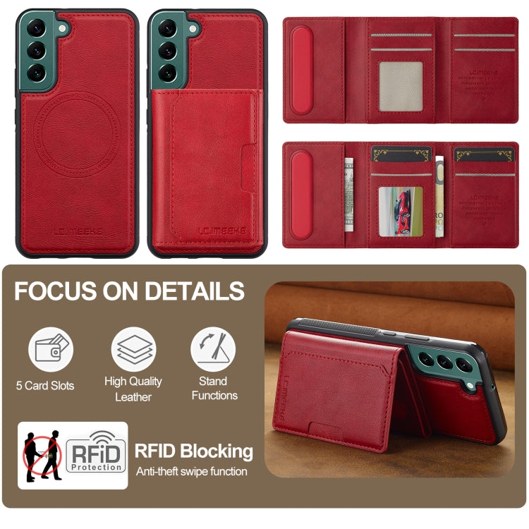 For Samsung Galaxy S21 FE 5G LC.IMEEKE L5 Series Detachable RFID Card Bag Magsafe Phone Case
