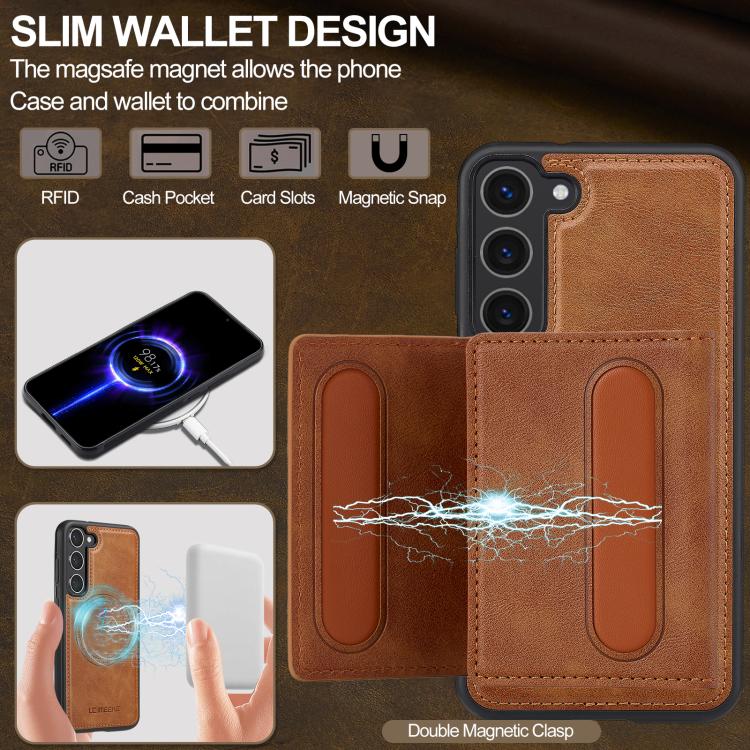 For Samsung Galaxy S25+ 5G LC.IMEEKE L5 Series Detachable RFID Card Bag Magsafe Phone Case