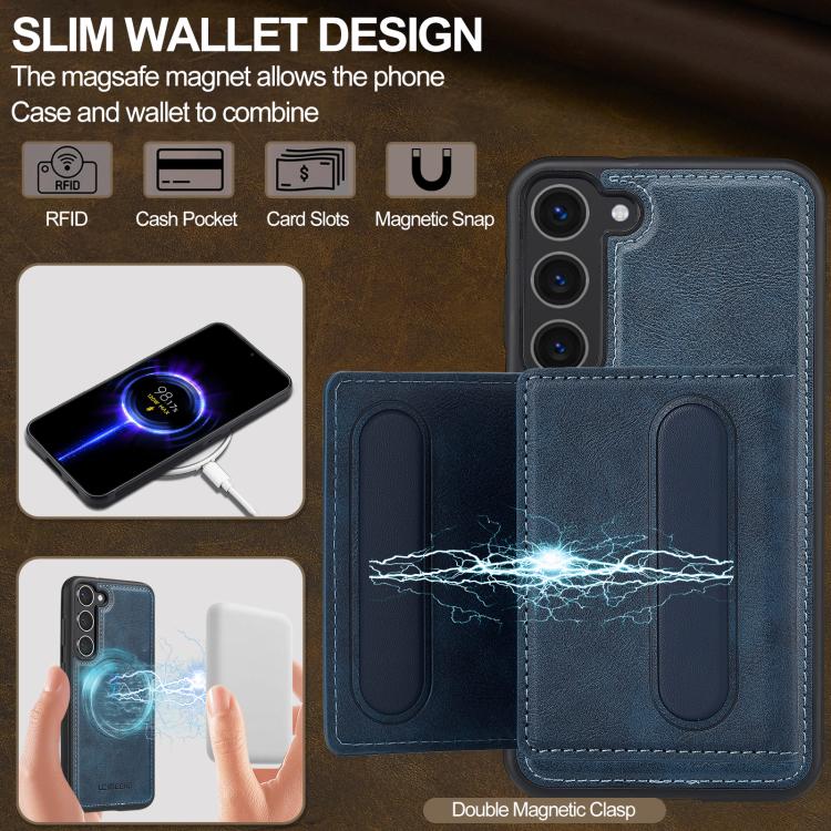 For Samsung Galaxy S25+ 5G LC.IMEEKE L5 Series Detachable RFID Card Bag Magsafe Phone Case