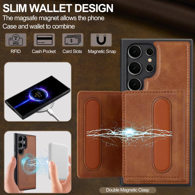 For Samsung Galaxy S25 Ultra 5G LC.IMEEKE L5 Series Detachable RFID Card Bag Magsafe Phone Case