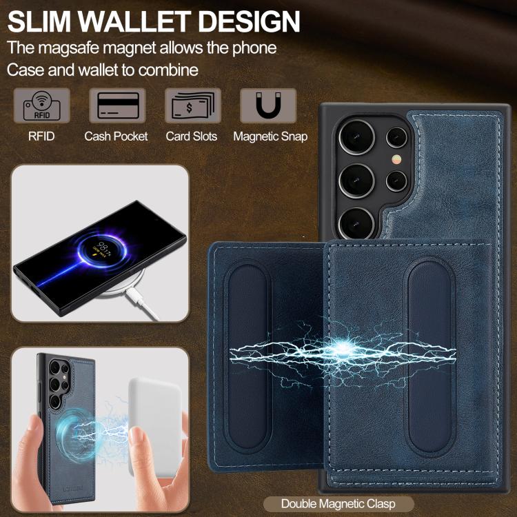For Samsung Galaxy S25 Ultra 5G LC.IMEEKE L5 Series Detachable RFID Card Bag Magsafe Phone Case