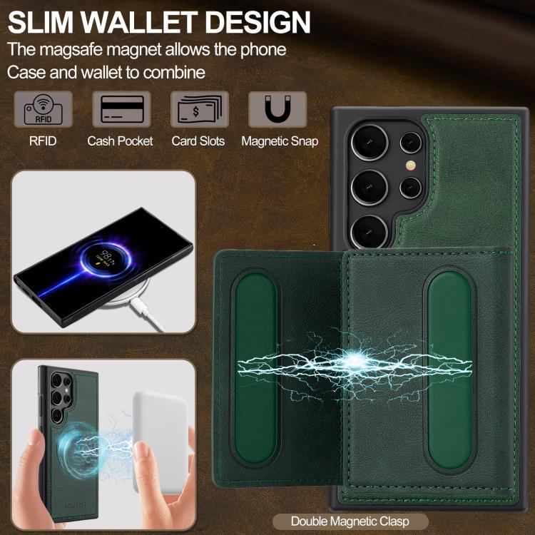 For Samsung Galaxy S25 Ultra 5G LC.IMEEKE L5 Series Detachable RFID Card Bag Magsafe Phone Case
