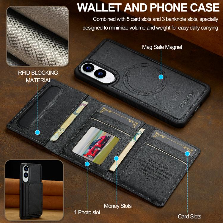 For Samsung Galaxy S25 Edge 5G LC.IMEEKE L5 Series Detachable RFID Card Bag Magsafe Phone Case