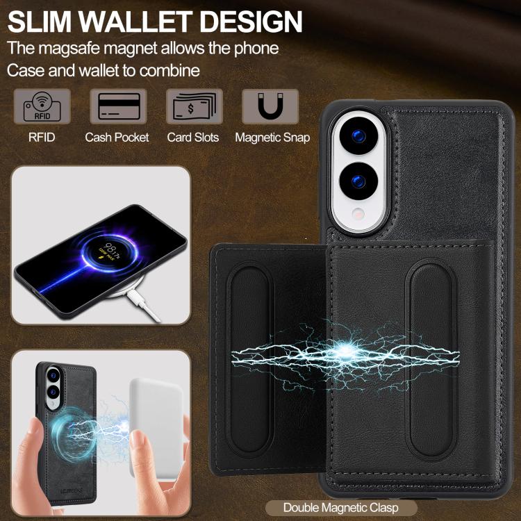 For Samsung Galaxy S25 Edge 5G LC.IMEEKE L5 Series Detachable RFID Card Bag Magsafe Phone Case