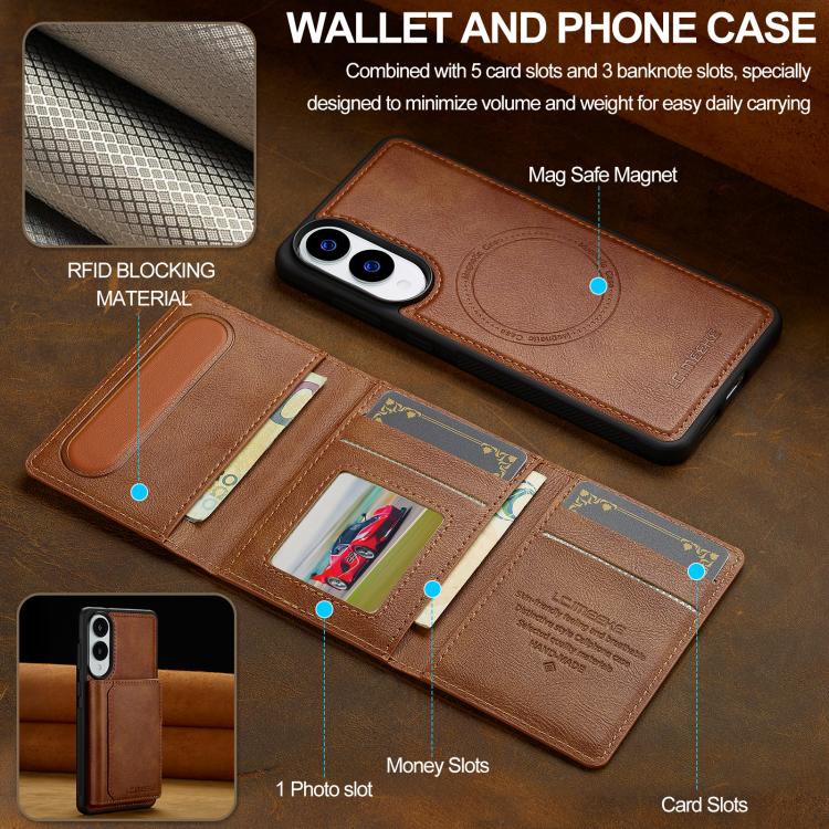 For Samsung Galaxy S25 Edge 5G LC.IMEEKE L5 Series Detachable RFID Card Bag Magsafe Phone Case