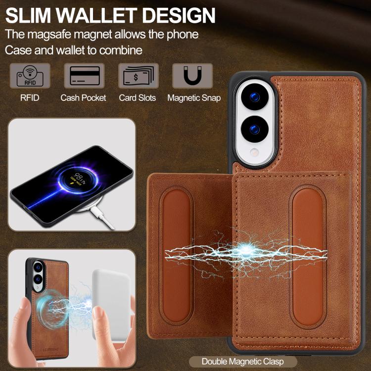 For Samsung Galaxy S25 Edge 5G LC.IMEEKE L5 Series Detachable RFID Card Bag Magsafe Phone Case