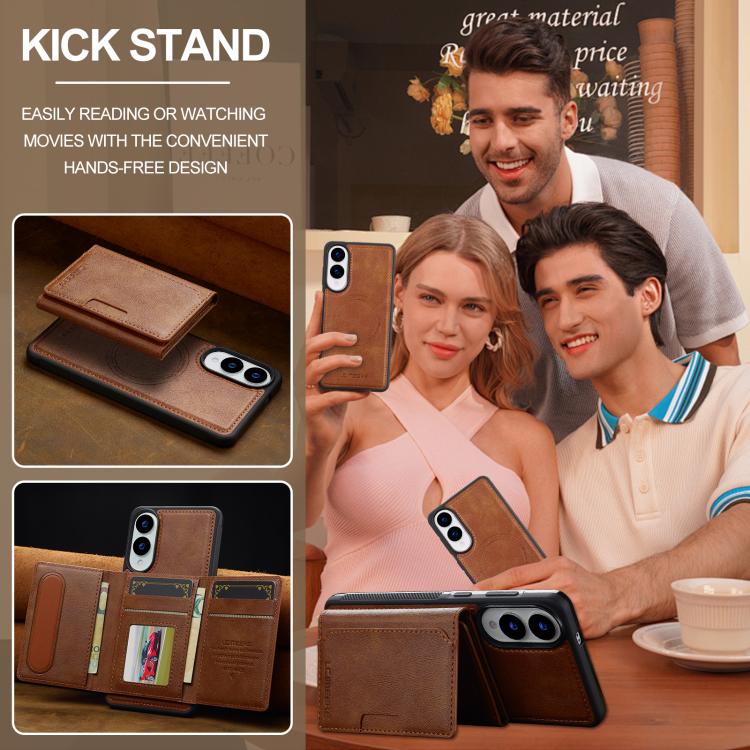 For Samsung Galaxy S25 Edge 5G LC.IMEEKE L5 Series Detachable RFID Card Bag Magsafe Phone Case