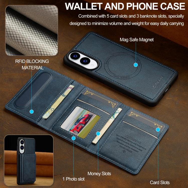 For Samsung Galaxy S25 Edge 5G LC.IMEEKE L5 Series Detachable RFID Card Bag Magsafe Phone Case