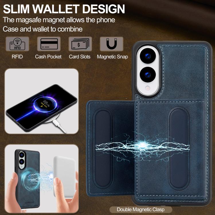 For Samsung Galaxy S25 Edge 5G LC.IMEEKE L5 Series Detachable RFID Card Bag Magsafe Phone Case