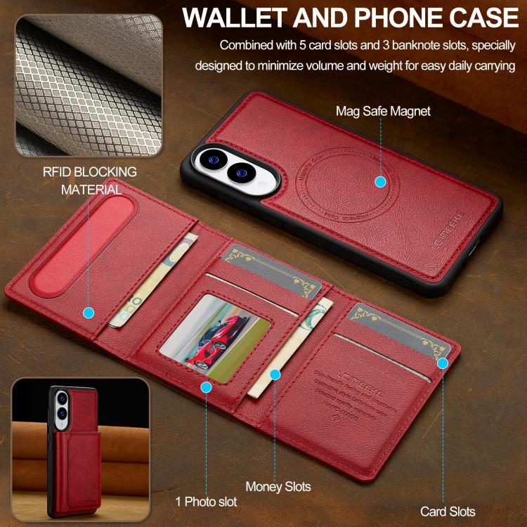 For Samsung Galaxy S25 Edge 5G LC.IMEEKE L5 Series Detachable RFID Card Bag Magsafe Phone Case