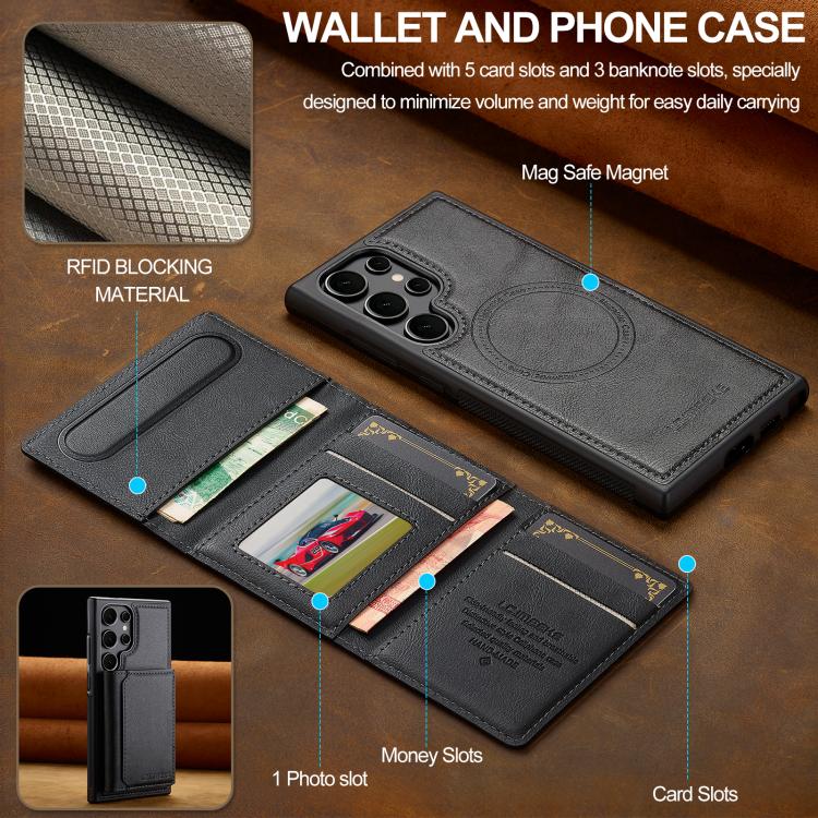 For Samsung Galaxy S26 Ultra 5G LC.IMEEKE L5 Series Detachable RFID Card Bag Magsafe Phone Case