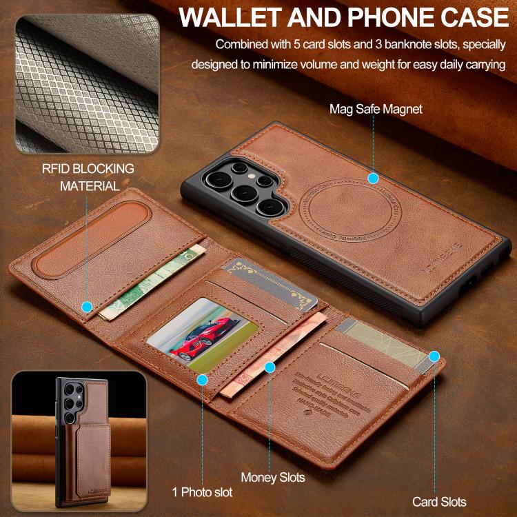 For Samsung Galaxy S26 Ultra 5G LC.IMEEKE L5 Series Detachable RFID Card Bag Magsafe Phone Case
