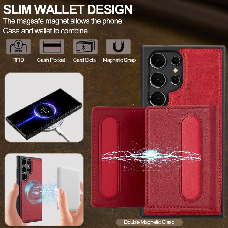 For Samsung Galaxy S26 Ultra 5G LC.IMEEKE L5 Series Detachable RFID Card Bag Magsafe Phone Case