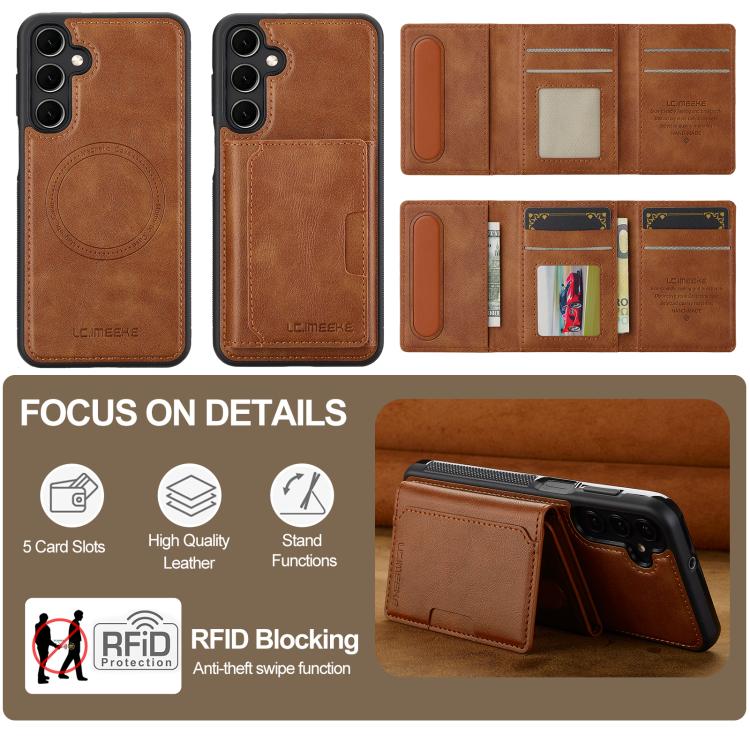For Samsung Galaxy A56 5G LC.IMEEKE L5 Series Detachable RFID Card Bag Magsafe Phone Case