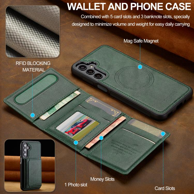 For Samsung Galaxy A56 5G LC.IMEEKE L5 Series Detachable RFID Card Bag Magsafe Phone Case