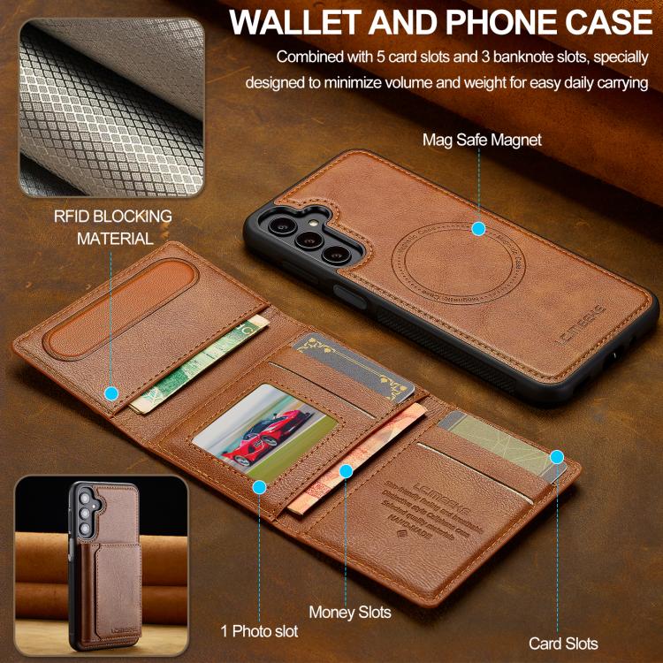 For Samsung Galaxy A36 5G LC.IMEEKE L5 Series Detachable RFID Card Bag Magsafe Phone Case