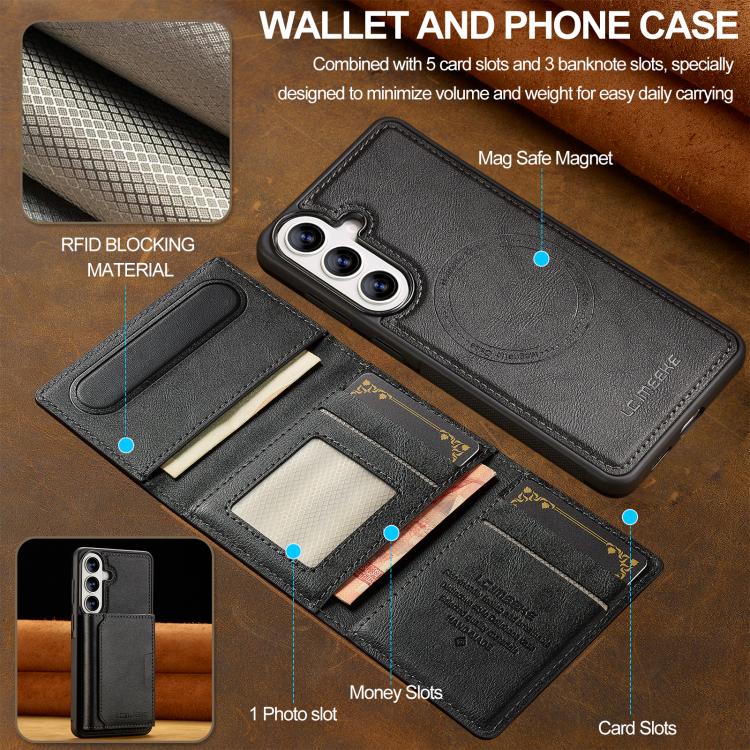 For Samsung Galaxy A57 5G LC.IMEEKE L5 Series Detachable RFID Card Bag Magsafe Phone Case