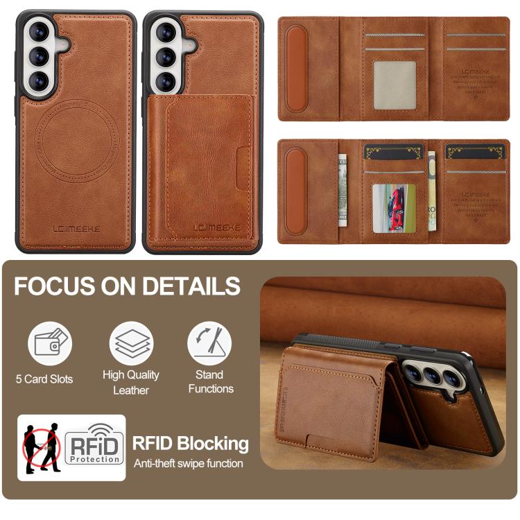 For Samsung Galaxy A57 5G LC.IMEEKE L5 Series Detachable RFID Card Bag Magsafe Phone Case