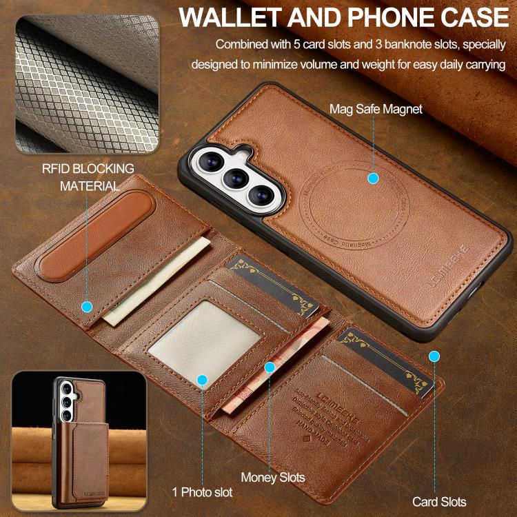 For Samsung Galaxy A57 5G LC.IMEEKE L5 Series Detachable RFID Card Bag Magsafe Phone Case
