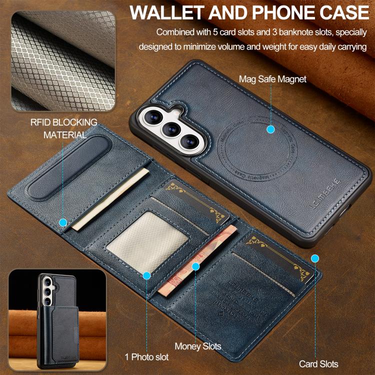 For Samsung Galaxy A57 5G LC.IMEEKE L5 Series Detachable RFID Card Bag Magsafe Phone Case
