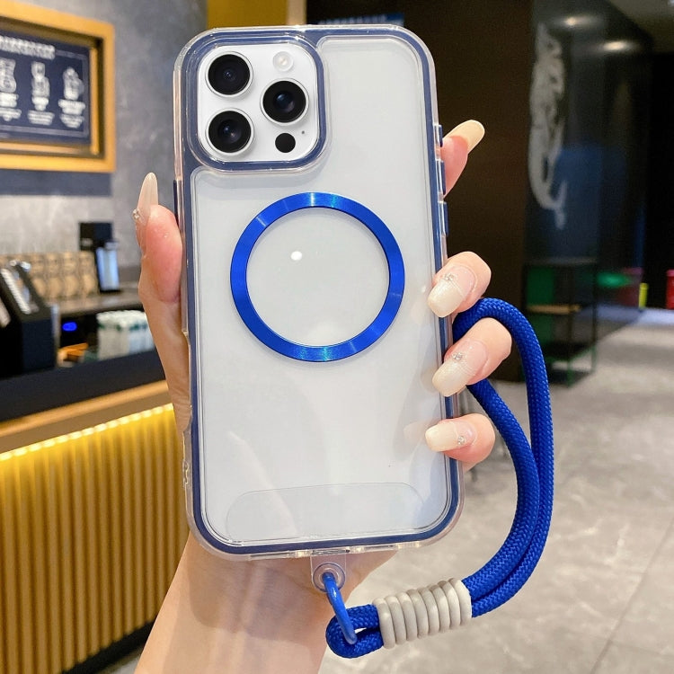 For iPhone 16 Pro Airbag 3 in 1 CD Texture MagSafe Phone Case with Strap
