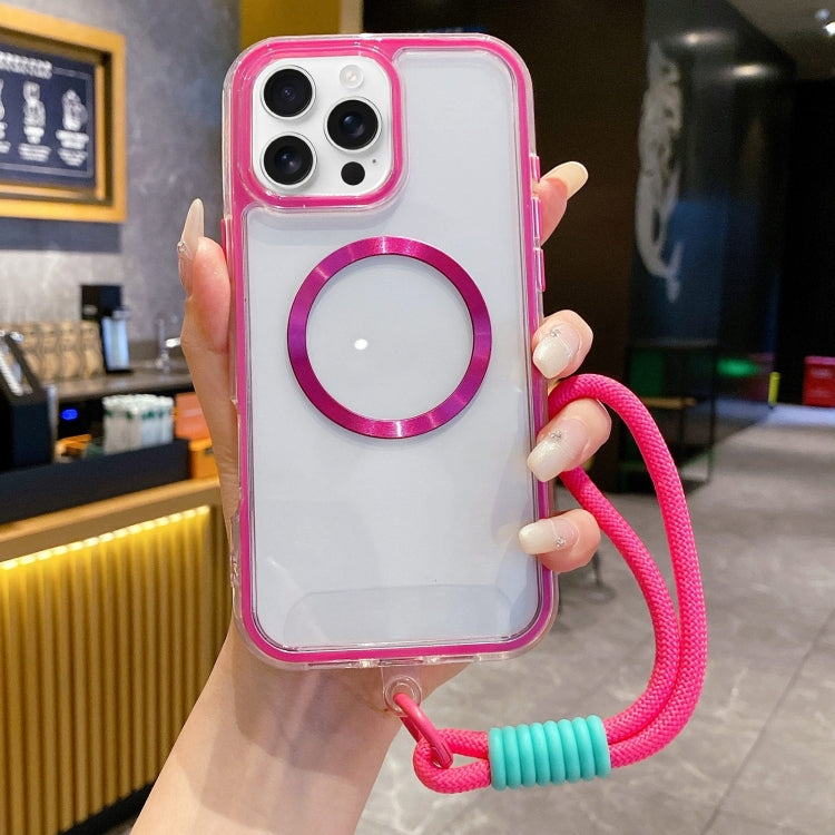 For iPhone 16 Pro Airbag 3 in 1 CD Texture MagSafe Phone Case with Strap