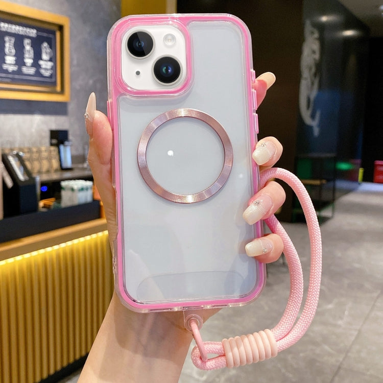 For iPhone 15 Airbag 3 in 1 CD Texture MagSafe Phone Case with Strap