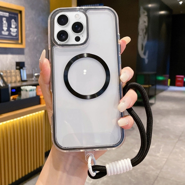 For iPhone 14 Pro Airbag 3 in 1 CD Texture MagSafe Phone Case with Strap