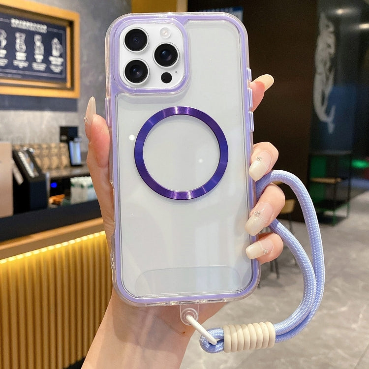 For iPhone 13 Pro Airbag 3 in 1 CD Texture MagSafe Phone Case with Strap