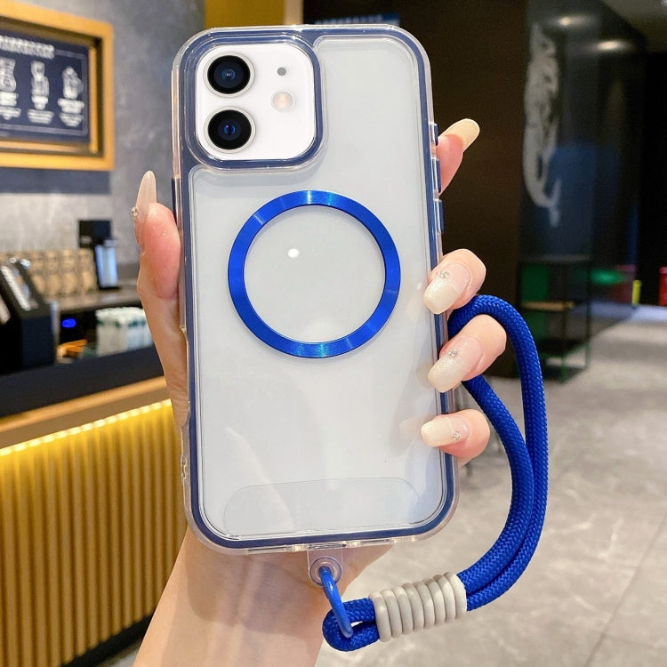 For iPhone 12 Airbag 3 in 1 CD Texture MagSafe Phone Case with Strap