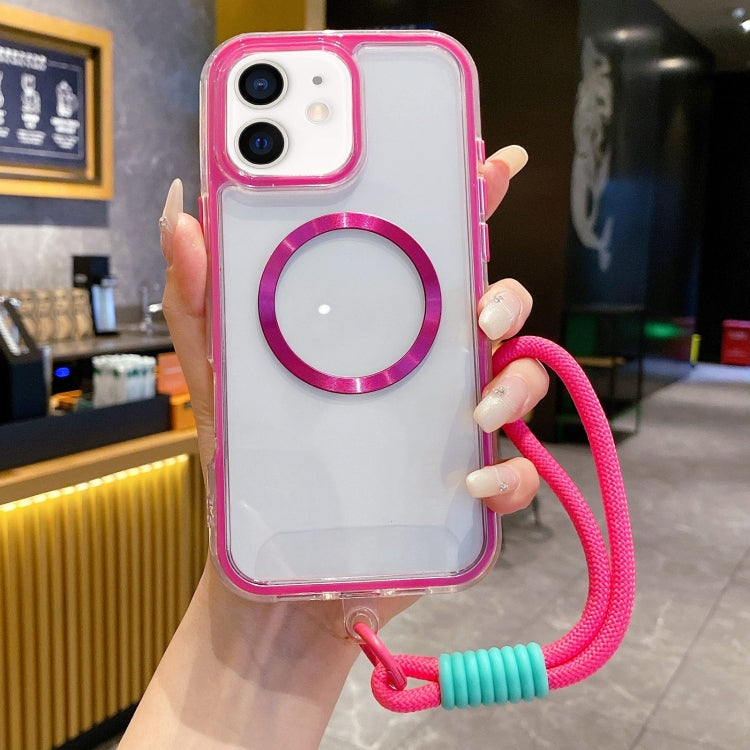 For iPhone 12 Airbag 3 in 1 CD Texture MagSafe Phone Case with Strap