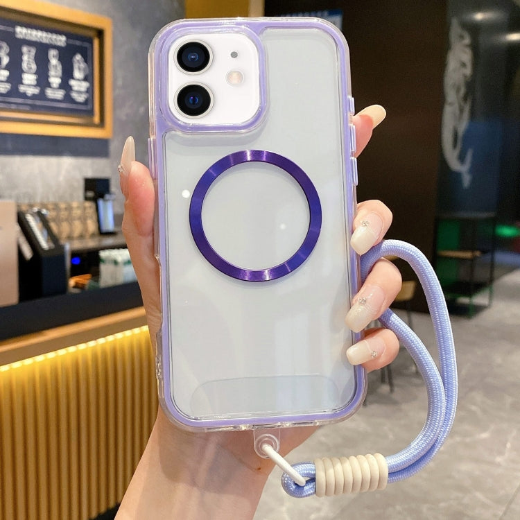 For iPhone 11 Airbag 3 in 1 CD Texture MagSafe Phone Case with Strap