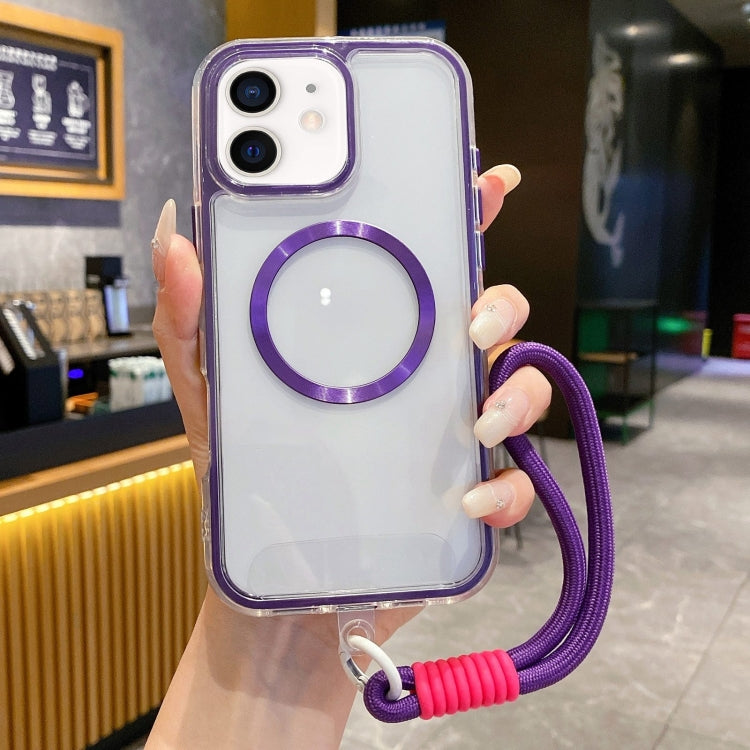 For iPhone 11 Airbag 3 in 1 CD Texture MagSafe Phone Case with Strap
