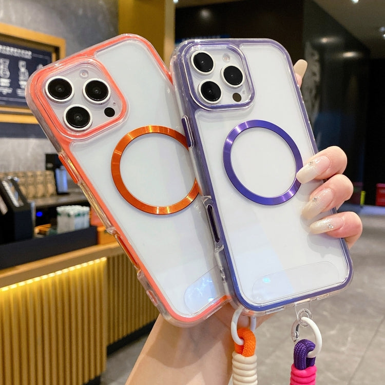 For iPhone 15 Pro Max Airbag 3 in 1 CD Texture MagSafe Phone Case with Strap