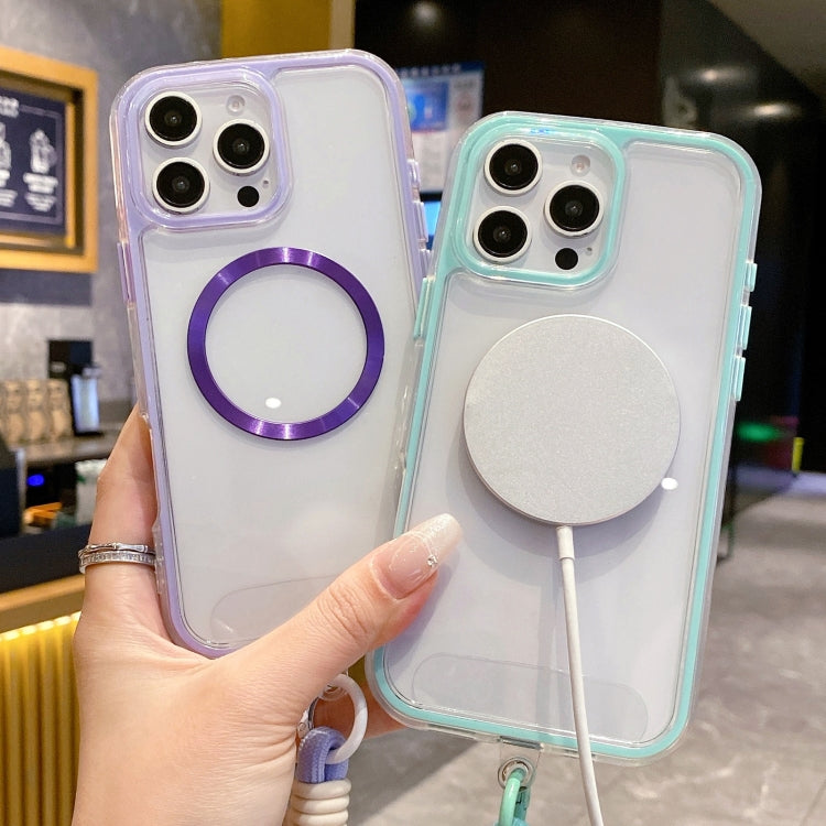 For iPhone 12 Pro Max Airbag 3 in 1 CD Texture MagSafe Phone Case with Strap
