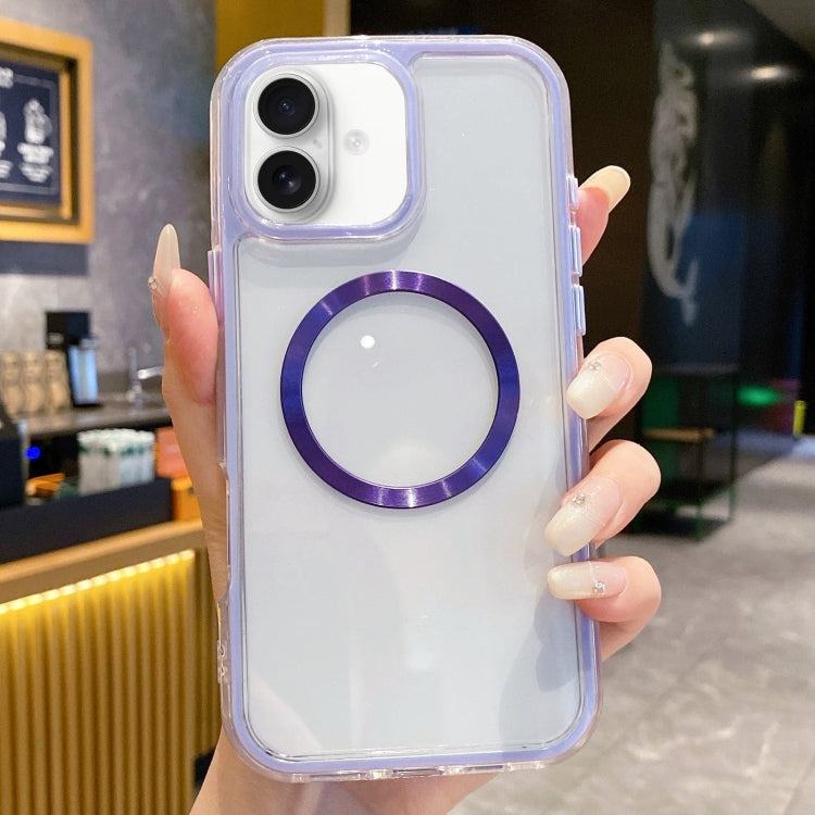 For iPhone 16 Plus 3 in 1 Airbag CD Texture MagSafe Phone Case