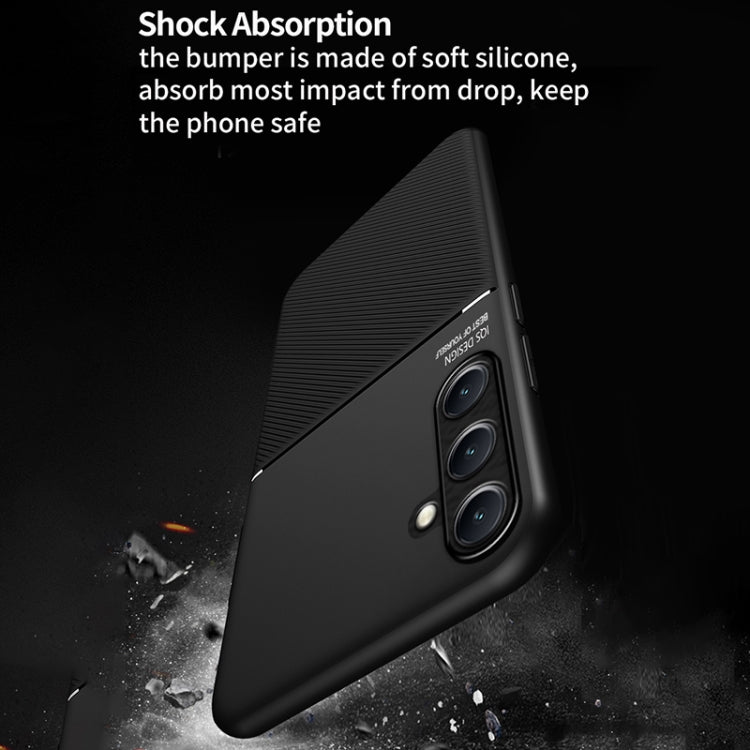 For Samsung Galaxy A16 4G Classic Tilt Strip Grain Magnetic PC Hybrid TPU Phone Case