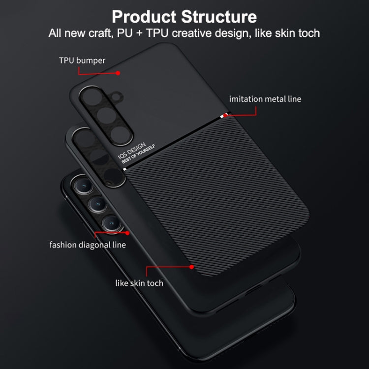 For Samsung Galaxy A16 4G Classic Tilt Strip Grain Magnetic PC Hybrid TPU Phone Case