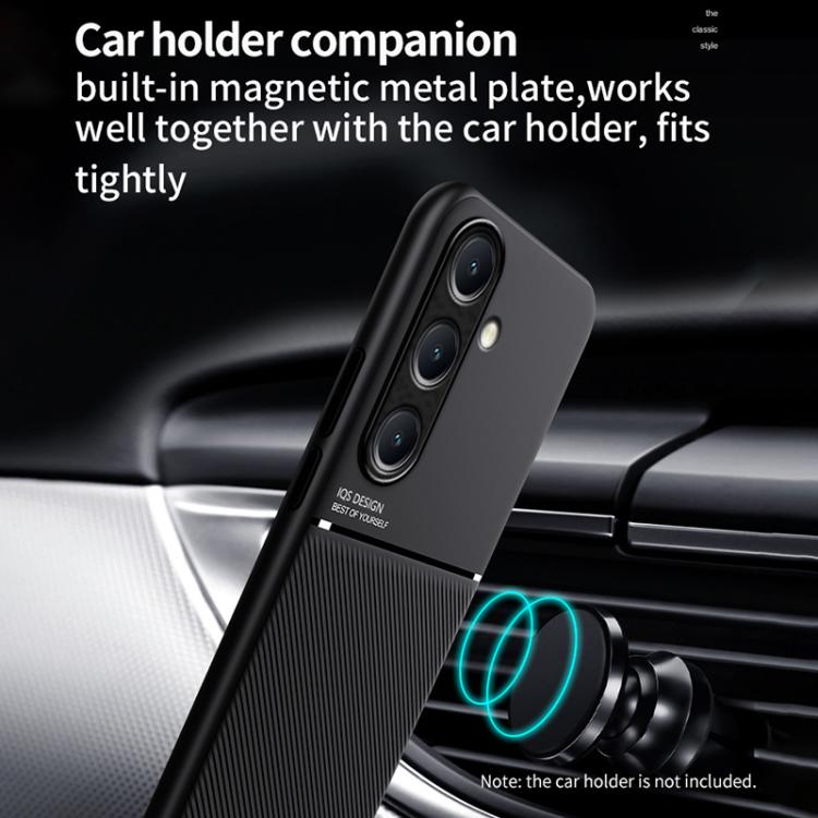 For Samsung Galaxy A36 Classic Tilt Strip Grain Magnetic PC Hybrid TPU Phone Case