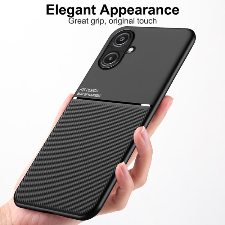 For Samsung Galaxy A06 4G Classic Tilt Strip Grain Magnetic PC Hybrid TPU Phone Case
