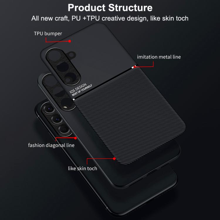 For Samsung Galaxy A17 5G Classic Tilt Strip Grain Magnetic PC Hybrid TPU Phone Case