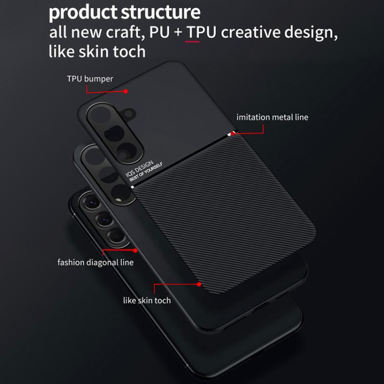 For Samsung Galaxy A57 5G Classic Tilt Strip Grain Magnetic PC Hybrid TPU Phone Case