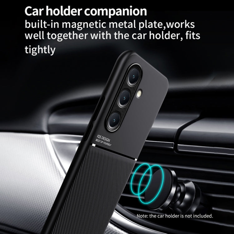 For Samsung Galaxy M35 Classic Tilt Strip Grain Magnetic PC Hybrid TPU Phone Case